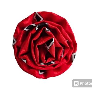 Red Satin Fabric Pattern Pin / Hair Clip